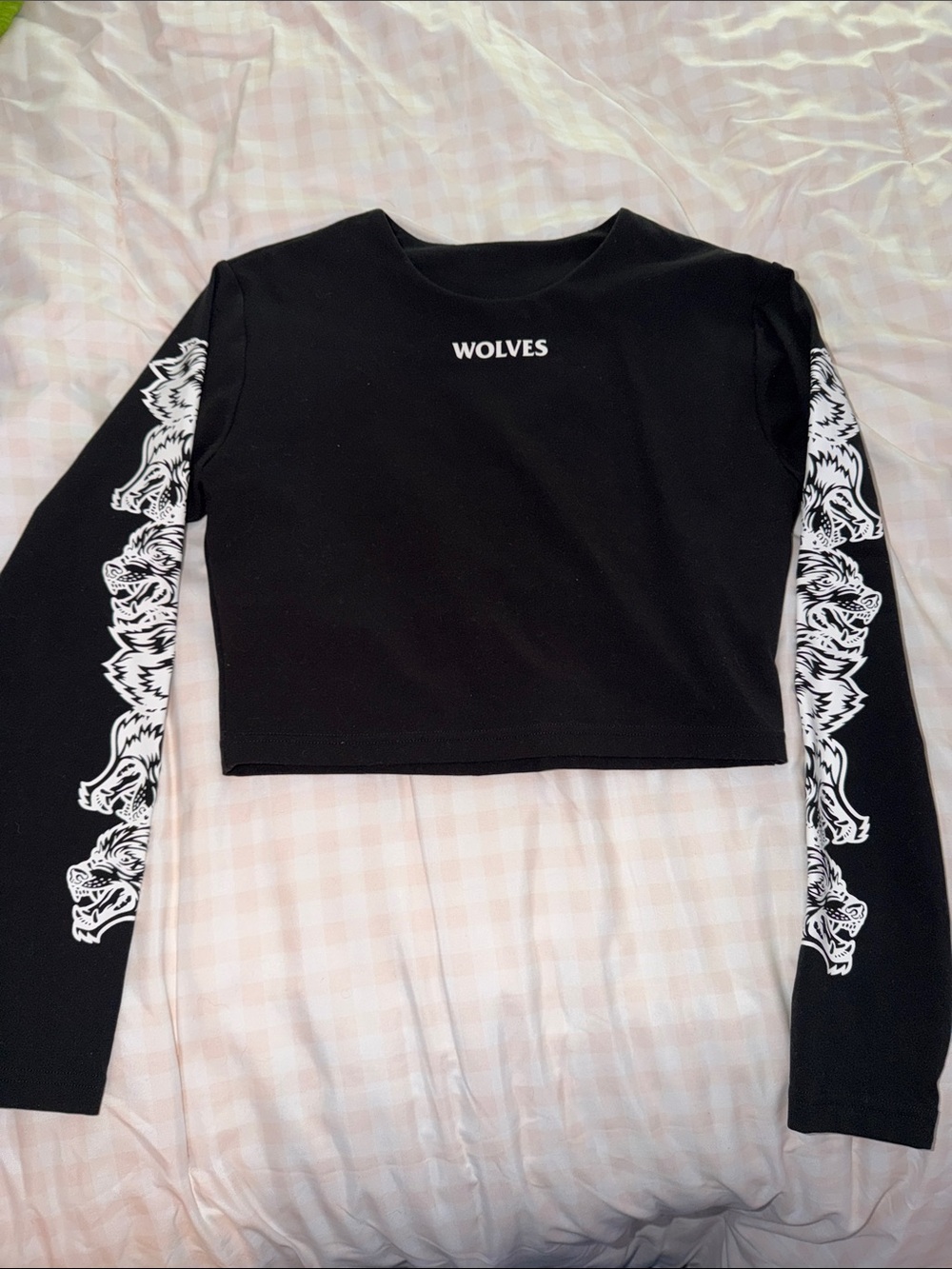 Darc Sport She Wolves Long Sleeve Crop Top Black & White